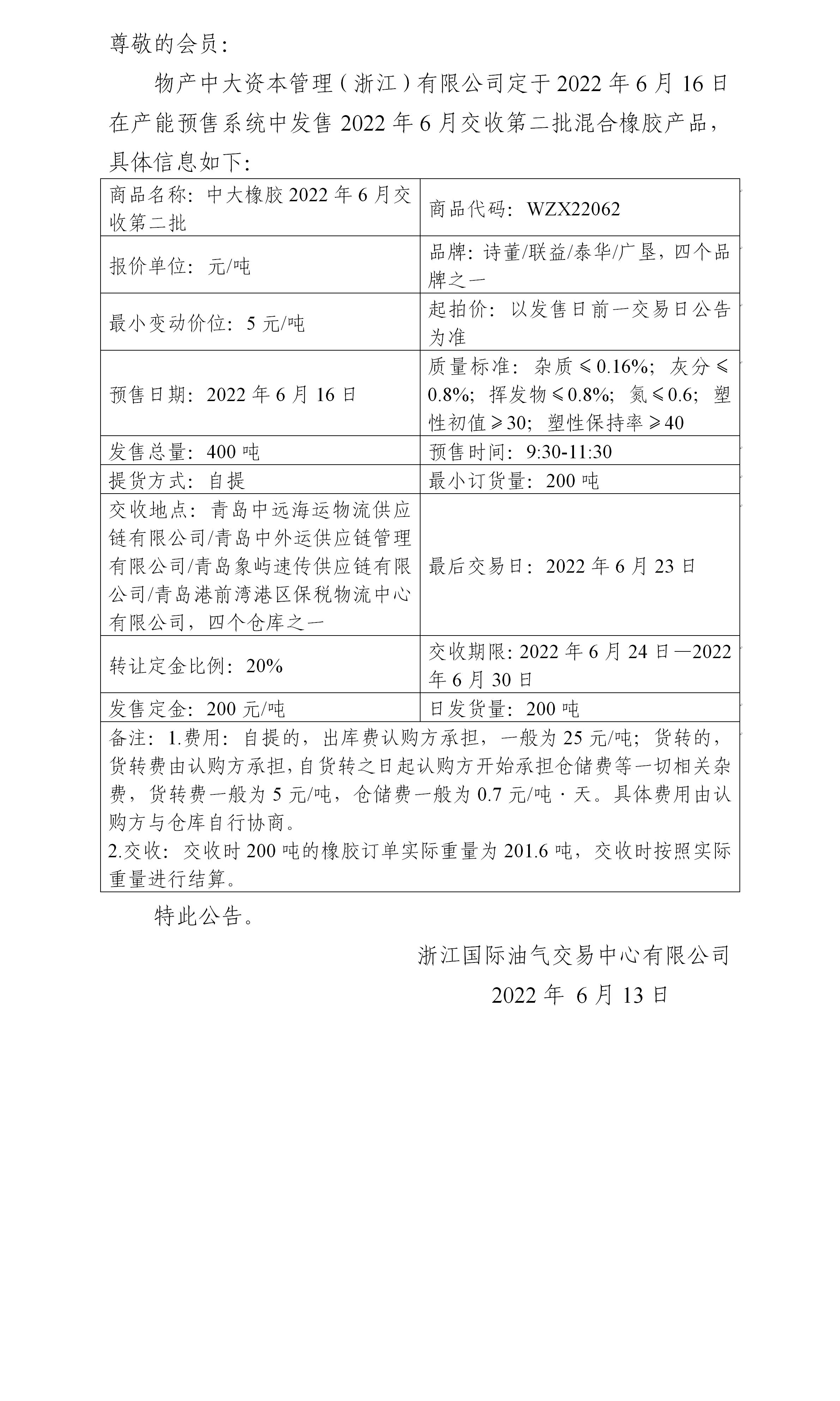 關于物產中大資本管理（浙江）有限公司預售2022年6月交收第二批橡膠產品的公告_01.jpg