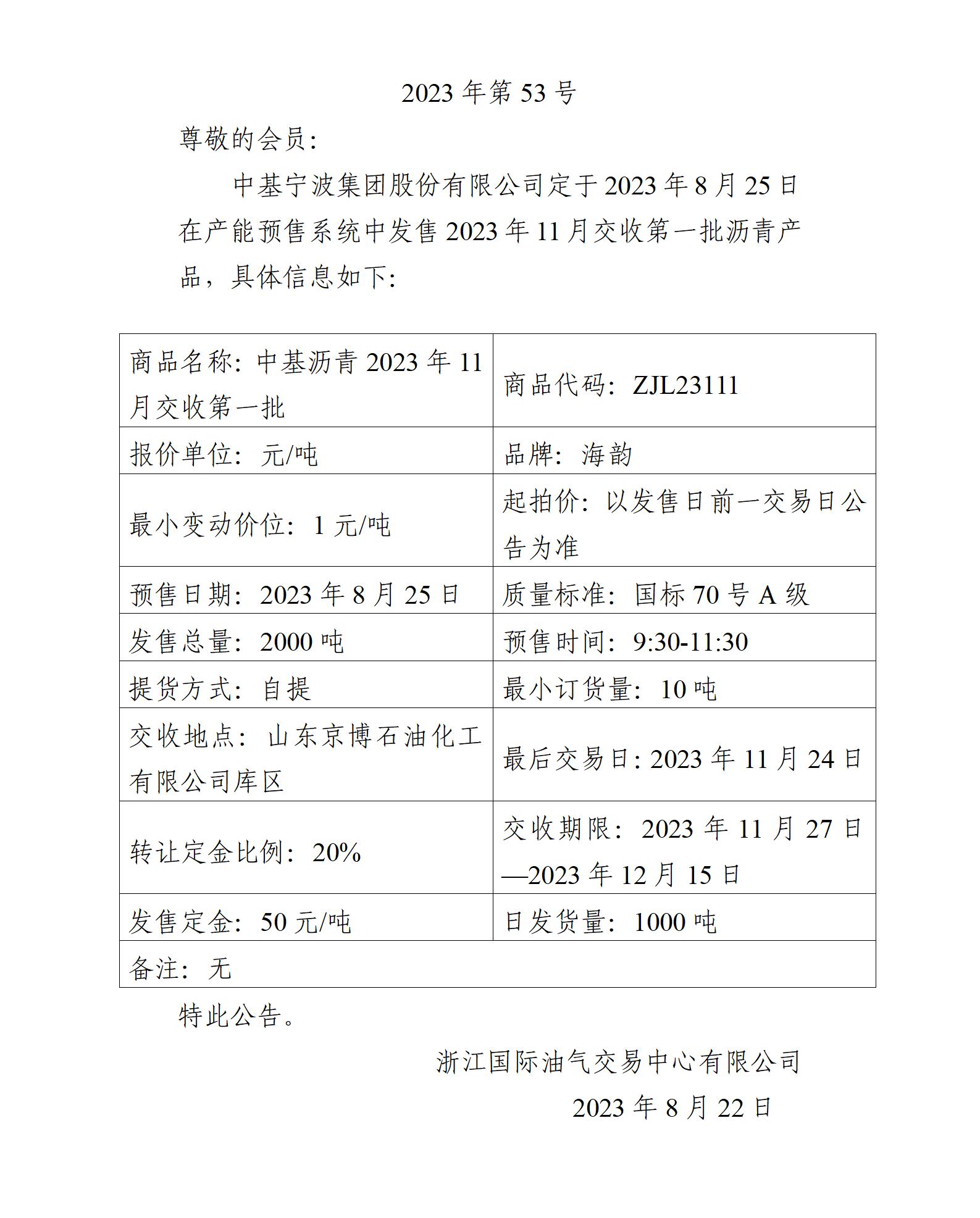 關(guān)于中基寧波集團股份有限公司預(yù)售2023年11月交收第一批瀝青產(chǎn)品的公告_01.jpg