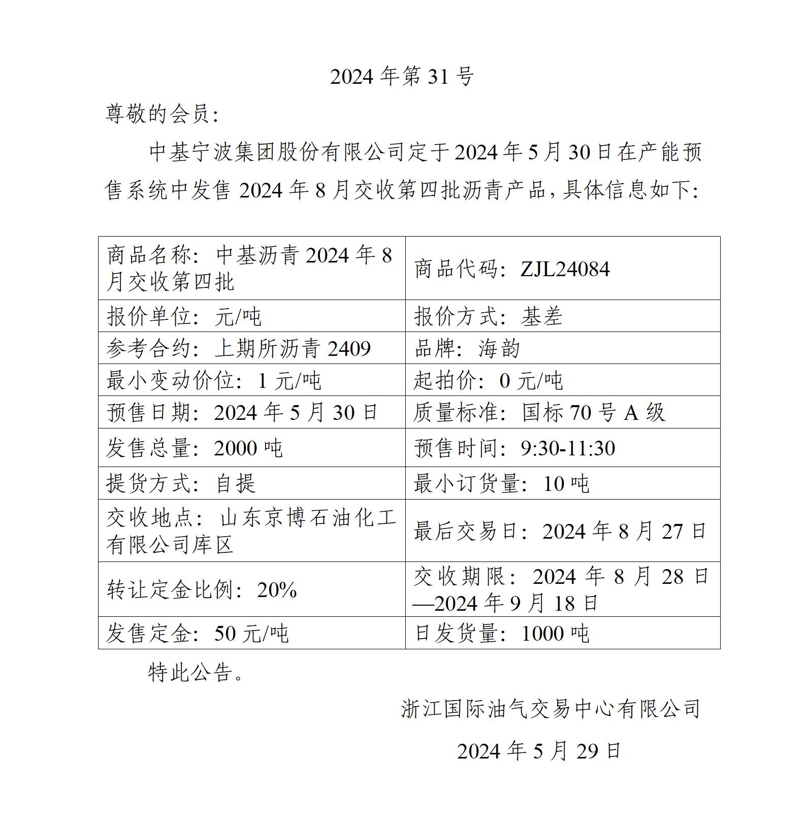 關(guān)于中基寧波集團股份有限公司預售2024年8月交收第四批瀝青產(chǎn)品的公告_01.jpg